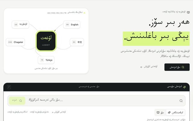 لۇغەت تور بېتىنىڭ كۆرۈنۈشى